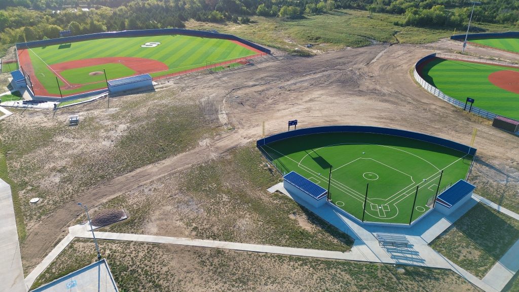 Aerial view of the Avedis Adaptive field at the BCM Sports Complex