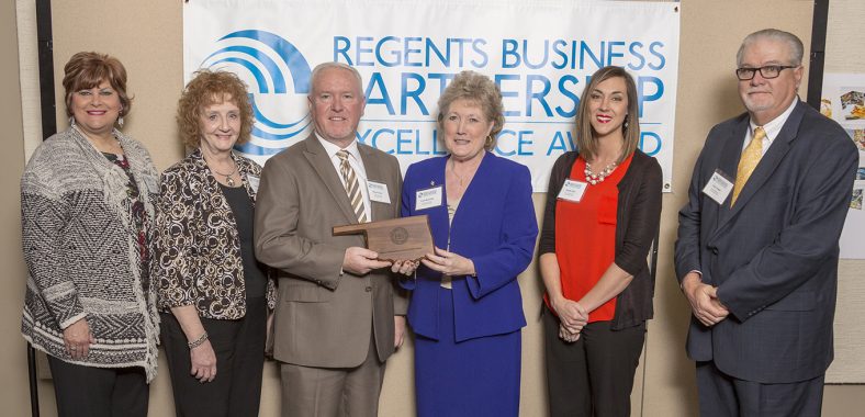 Seminole School Board member Claudia Willis; Seminole School Board member Linda Hampton; Seminole School Superintendent Alfred Gaches; SSC President Lana Reynolds; SSC Director of Community Relations Kristin Dunn and Director of SSC Educational Foundation Rural Business and Resources Center Larry Smith.