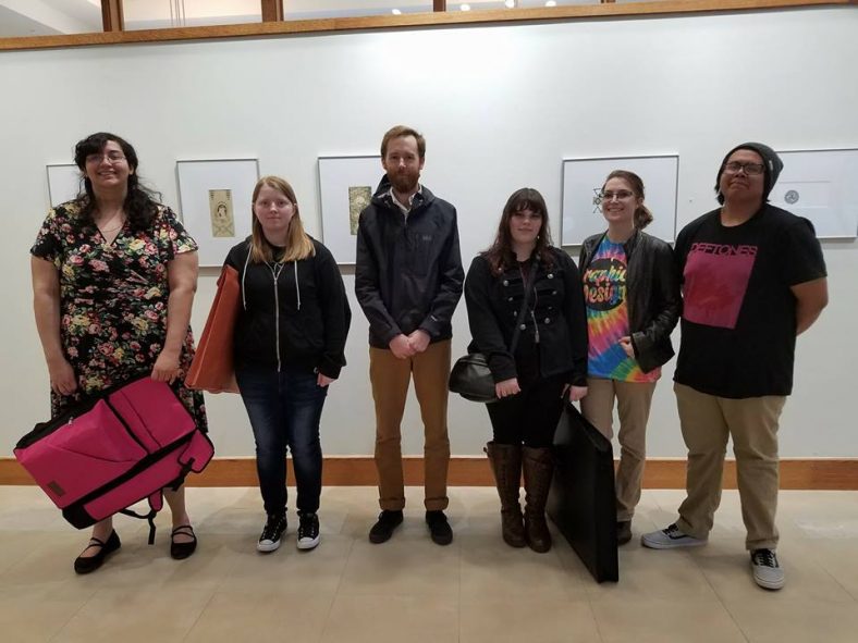 Pictured (l)-r are Megan Livingston, Kaylen Richardson, ECU Graphic Design Professor John Dougherty, Montana Douthit, Sunny Weddle and Nathan Powell.