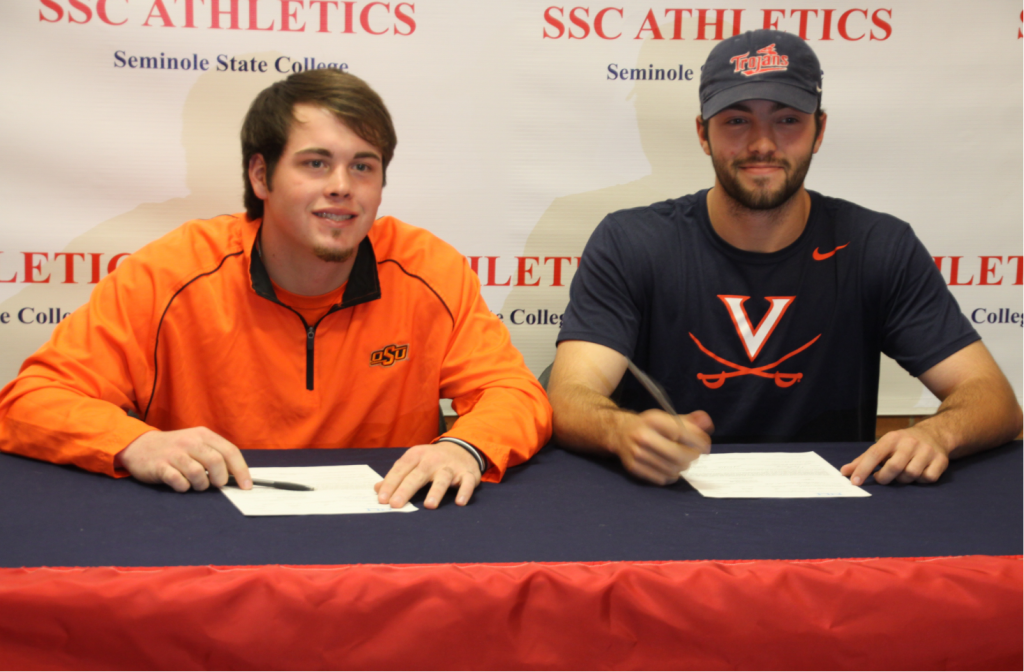 Allen, Oklahoma, signed with Oklahoma State University, and outfielder Marc Lebreux (right), of Sainte-Anne, Quebec, signed with the University of Virginia