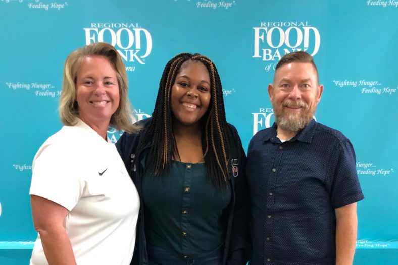 Assistant Athletic Director and Student Government Association Sponsor Leslie Sewell, Student Government Association President Tijah Johnson and Vice President for Student Affairs Dr. Bill Knowles attend a training event at the Regional Food Bank of Oklahoma to help kick start the College’s food bank initiative.