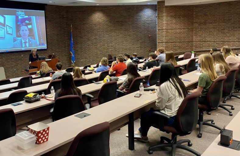 Oklahoma State Senator Zack Taylor addresses SSC PLC students during the Virtual Higher Ed Day held on March 9.