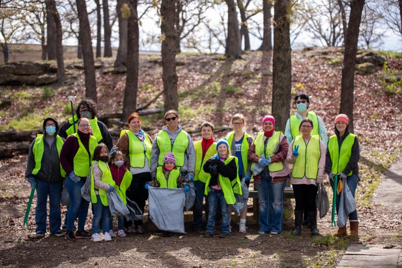 SSC student and PTK Secretary Frances “Scarlet” Hunter, of Earlsboro, lends a hand during the Great American Cleanup event on April 17.