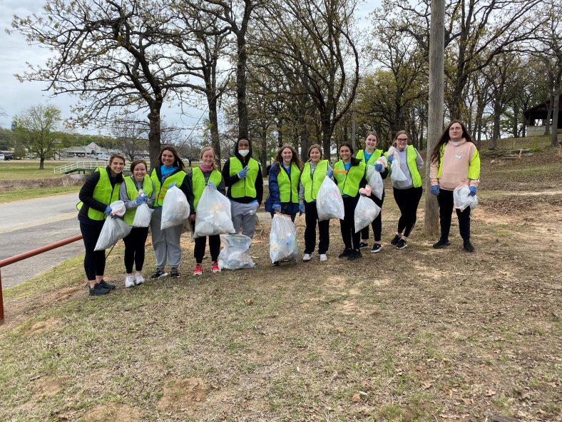 As part of Earth Day appreciation, PLC students volunteered to pick-up trash in the community through the City of Seminole’s “Community Clean-Up” efforts this week. The students collected trash near the Boomtown park area. Those pictured are (l-r): Kaitlyn Matlock of Lexington, Tiffany Maxey of Catoosa, Uriah McPerryman of Wetumka, Emily Dobbins of Broken Arrow, Cepado Wilkins of Shawnee, Kelsey Edminsten of Okemah, Kandyce Davidson, of Wewoka Jaycee Johnson of Paden, Sydney Winchester of Prague, Jenna Harrison of Shawnee and Connor Buchanan of Wewoka.