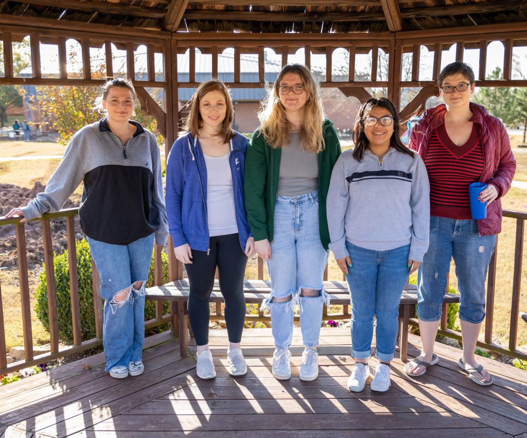 November’s students of the month are (pictured left to right): Rylee Bentley of Shawnee – Business and Education, Sydni Chilcoat of Ada – STEM, Lacie Moon of Shawnee – Language Arts and Humanities, Aylin Salazar of Madill – Social Sciences, Audrey McAdams of Shawnee – Health Sciences.