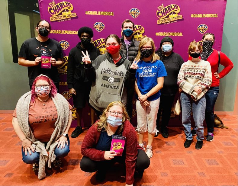 Participants of SSC’s Student Support Services and STEM Student Support Services pose for a photo outside of the production of “Charlie and the Chocolate Factory” at the Oklahoma City Civic Center.