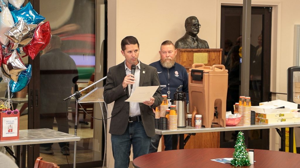 State Senator Zack Taylor (R-District 28) presented the Trojans soccer team with a Citation of Congratulations from the Oklahoma State Senate at the event.