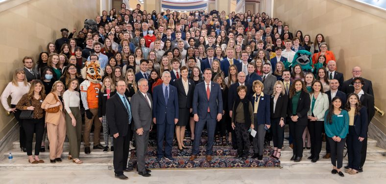 Seminole State College students joined students from across the state to pose for a photo with Oklahoma Governor Kevin Stitt on Higher Education Day Feb. 15.