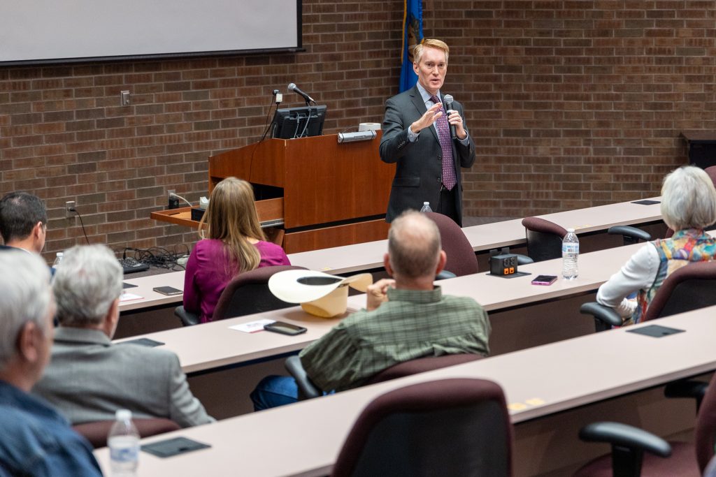 U. S. Senator James Lankford addresses constituents at a “Meet and Greet” at Seminole State College.