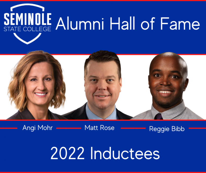 Pictured left to right are Angi Mohr, Matt Rose, and Reggie Bibb. These former SSC students will be inducted into the SSC Alumni Hall of Fame during the Seminole State College Educational Foundation's 27th Annual Spring Banquet.