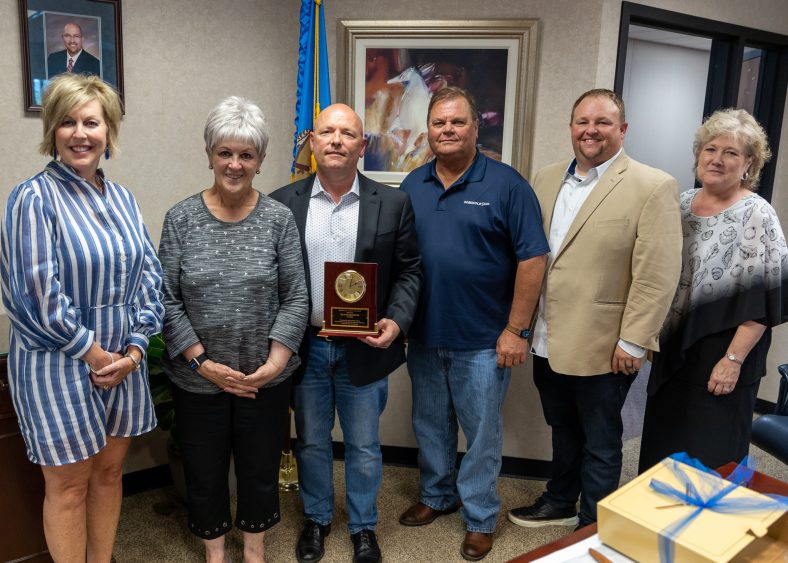 SSC Board of Regents Chair Ray McQuiston was recognized for his service to the College at the meeting on June 15. Pictured (left to right): Regents Kym Hyden, Marci Donaho, Ray McQuiston, Curtis Morgan, Ryan Pitts and SSC President Lana Reynolds.