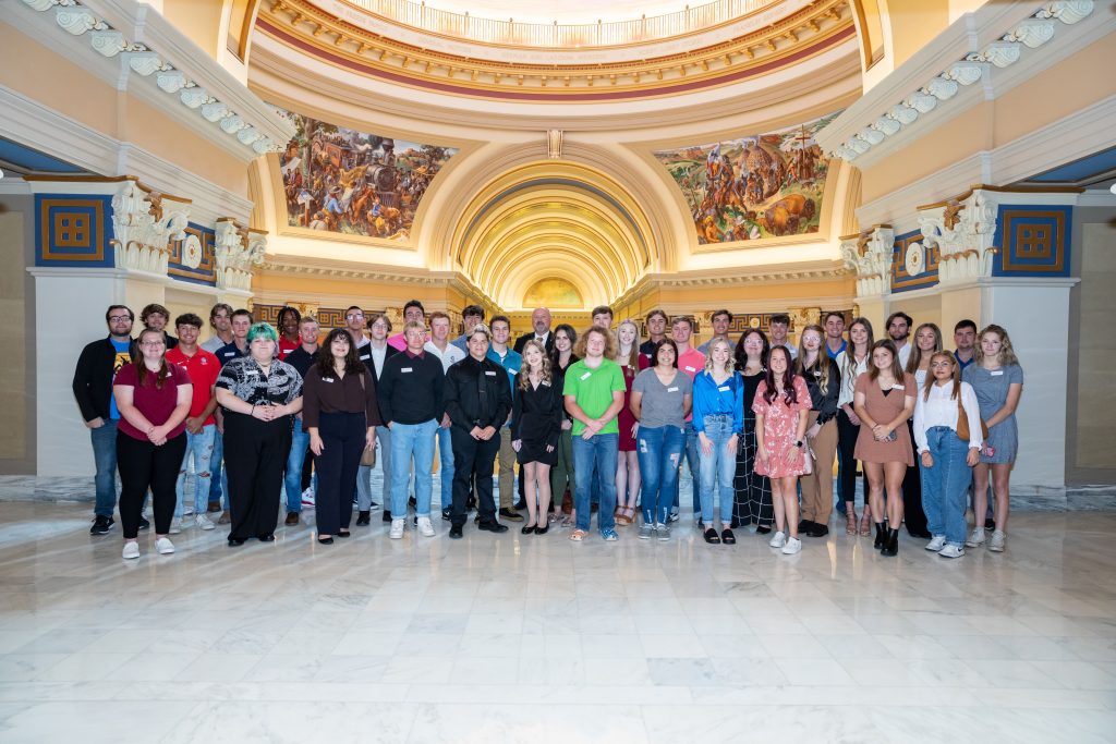 The Seminole State College President’s Leadership Class toured the Oklahoma State Capitol on Sept. 29. During the group’s visit, they had the opportunity to meet Rep. Kevin Wallace (R-District 32), Oklahoma Administrative Director of the Courts and former Lieutenant Gov. Jari Askins and Sen. Zack Taylor (R-District 28).
