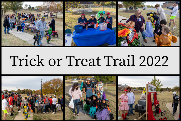 This is a collage of images showing Hundreds of little ghosts and goblins (and other fascinating costumed trick-or-treaters) visiting Seminole State College to load up on candy.