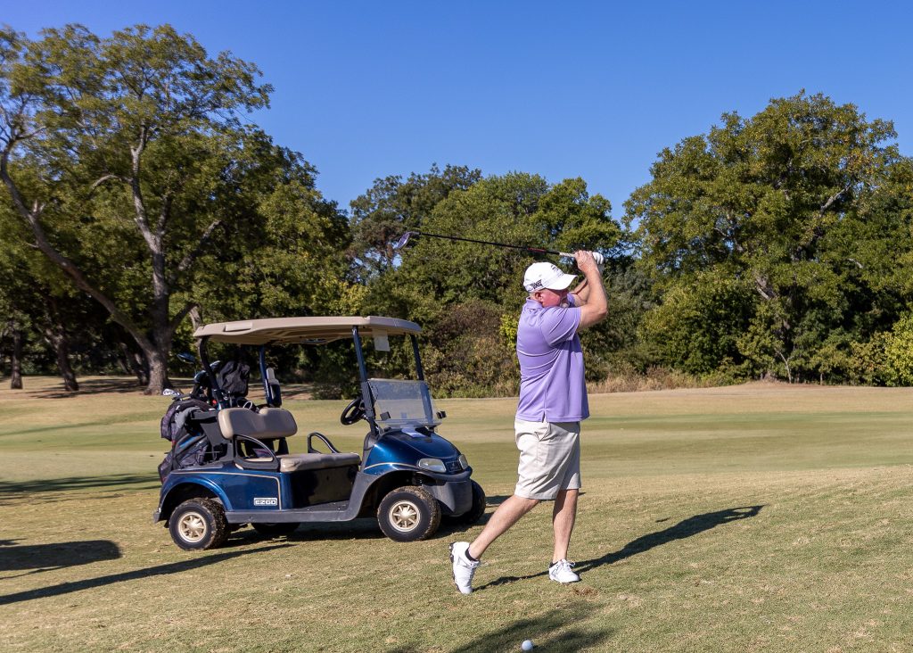 SSC Educational Foundation Chair Lance Wortham tees off during the fundraiser event on Oct. 3.