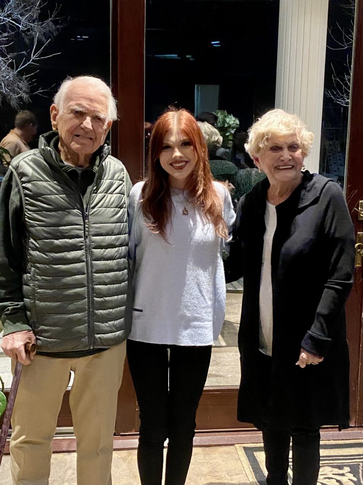 In this photo, former Gov. George Nigh and his wife Donna meet with SSC freshman Emma Buchanan, of Stroud, during the four-day Nigh Leadership Academy in Oklahoma City.