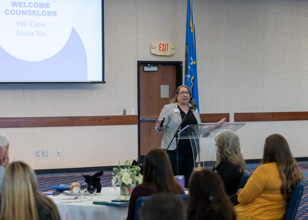 Pictured, Theresa Shaklee, the Student Portal Coordinator for the Oklahoma State Regents for Higher Education’s Oklahoma College Assistance Program, presents on the Individual Career and Academic Plan (ICAP).