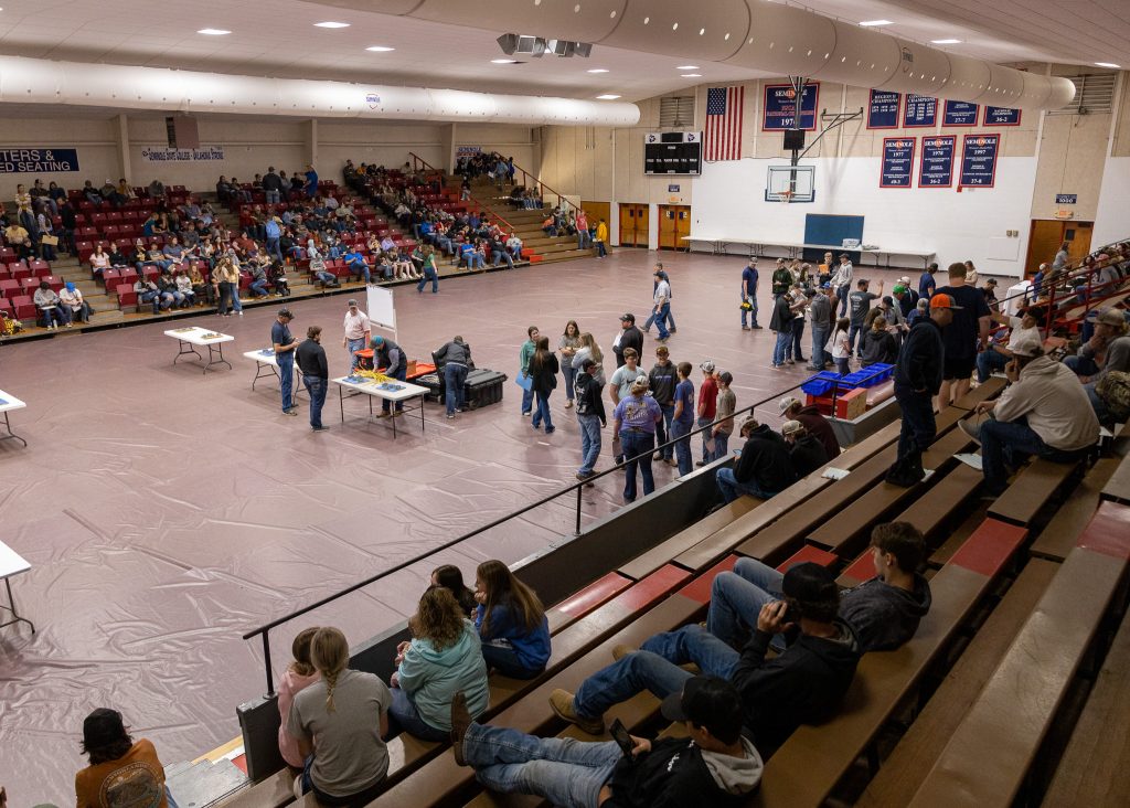 Students from more than 66 schools across the state are shown waiting for the event to begin in the SSC gymnasium.