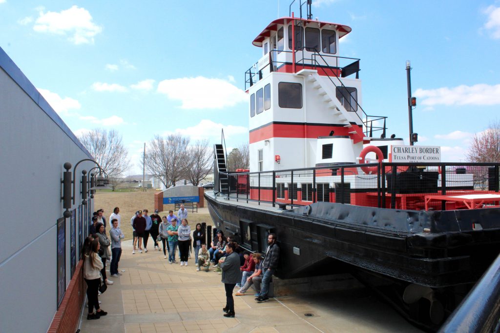 Members of the Seminole State College President's Leadership Class are pictured during their tour of the Port of Catoosa, northeast of Tulsa on March 28.