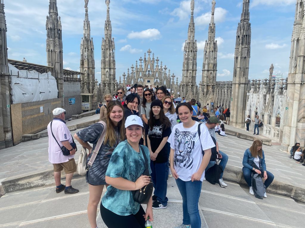  Seminole State College students pose for a photo in Milan during a tour of northern Italy as part of the College’s Global Studies program.