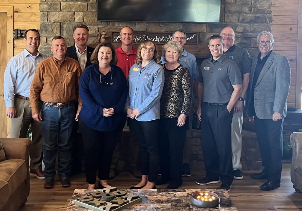 Pictured left to right are: Kyle Stafford, NEO; Ron Ramming, Connors; Tim Faltyn, Murray State; Janet Wansick, Eastern; Phillip Wilson, University of Arkansas - Rich Mountain; Jena Marr, Redlands; Lana Reynolds, Seminole State College; John Hogan, National Park, Arkansas; Chad Wigington, Western; Steve Rook, Arkansas State University – Three Rivers; and Clark Harris, Northern.