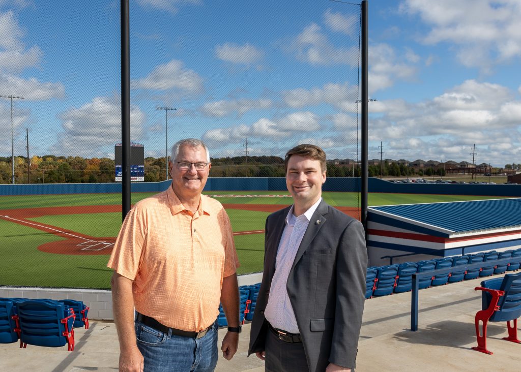 Pictured are SSC Rural Business Resources Center Director Danny Morgan (left) and Rep. Hilbert (right) as they toured the Brian Crawford Memorial Sports Complex.
