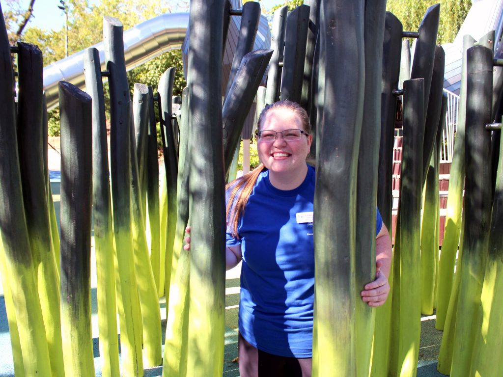 Pictured is SSC PLC student Kamryn Lydens, of Coweta, as she explores the Land of the River Giants attraction at the Gathering Place on Oct. 5.