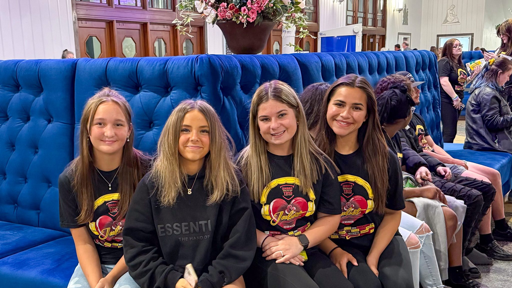 Pictured (left to right): Tecumseh High School student Anna Harvey, Shawnee High School students Bristel Tipton, Destini Richards and Manuela Parada.