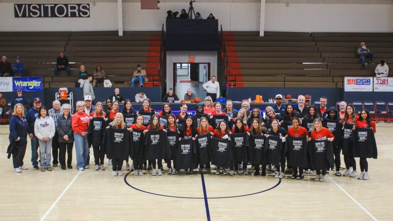 In this photo, members of the Seminole State College Soccer team and Several Seminole State College community athletic boosters pose for a group photo.