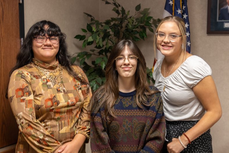 The Seminole State College Student Government Association has selected its officers for the 2020-2021 academic year. Pictured from left to right are Secretary Katelyn Nguyen, of Dustin; President Georgia Ledford, of Seminole; and Vice President Jenna Harrison, of Shawnee. The three officers were welcomed into their new roles at a luncheon on Oct. 11 with President Lana Reynolds.