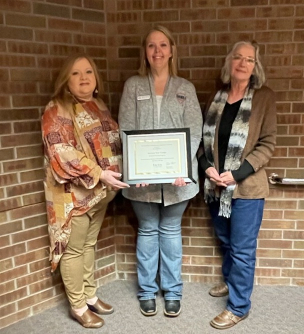 Pictured is SSC Nursing Program Director Crystal Bray (left), Online Degree Office Director Melanie Rinehart (middle) and Assistant Professor of Nursing Brenda Hudson (right) holding an accreditation certificate for the new LPN to RN online degree program.