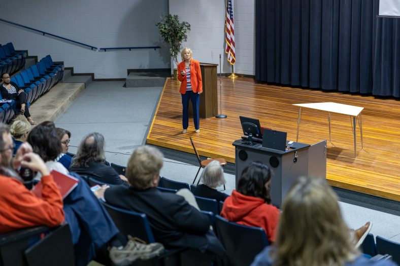 Interim Director of the Oklahoma Office of Disability Concerns Brenda Hoefar speaks to attendees of the Disability Awareness in Education Conference, hosted by SSC’s NASNTI grant program on April 15.