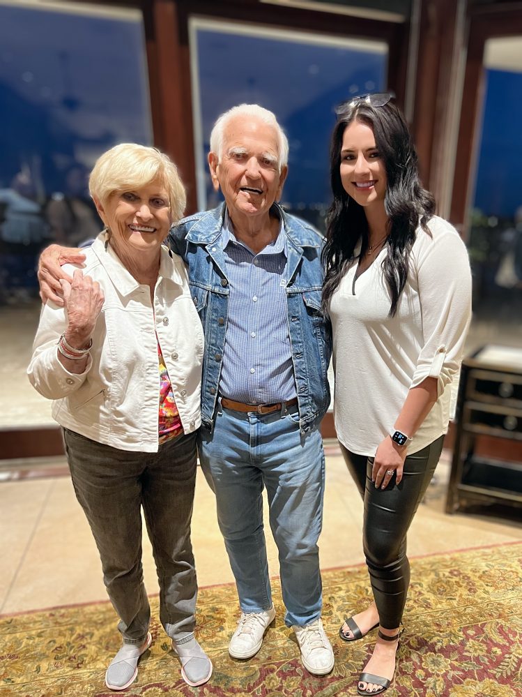 Donna and former Gov. George Nigh meet with SSC freshman Hailey Wallace, of Wellston, during the three-day Nigh Leadership Academy in Oklahoma City.