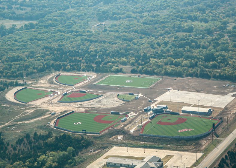 An aerial view of the Brian Crawford Memorial Sports Complex.