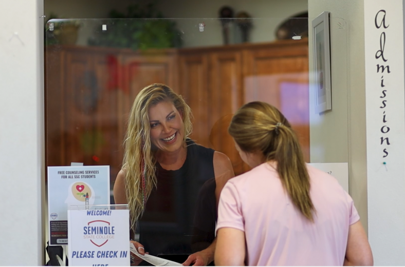 Pictured, SSC Admissions Clerk Jessica Guinn assists a student with the admissions process at SSC.