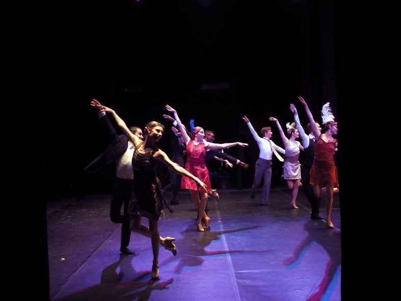 In this photo dancers are shown during a performance from the Osage Ballet.