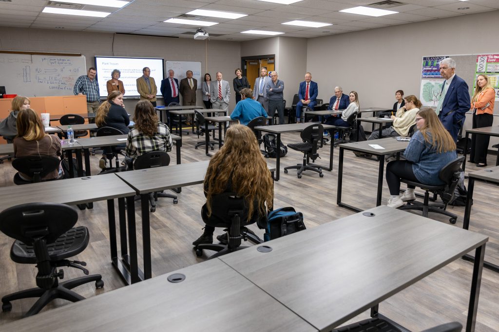 Pictured, Truitt Eubank welcomes the state regents into his General Botany course.