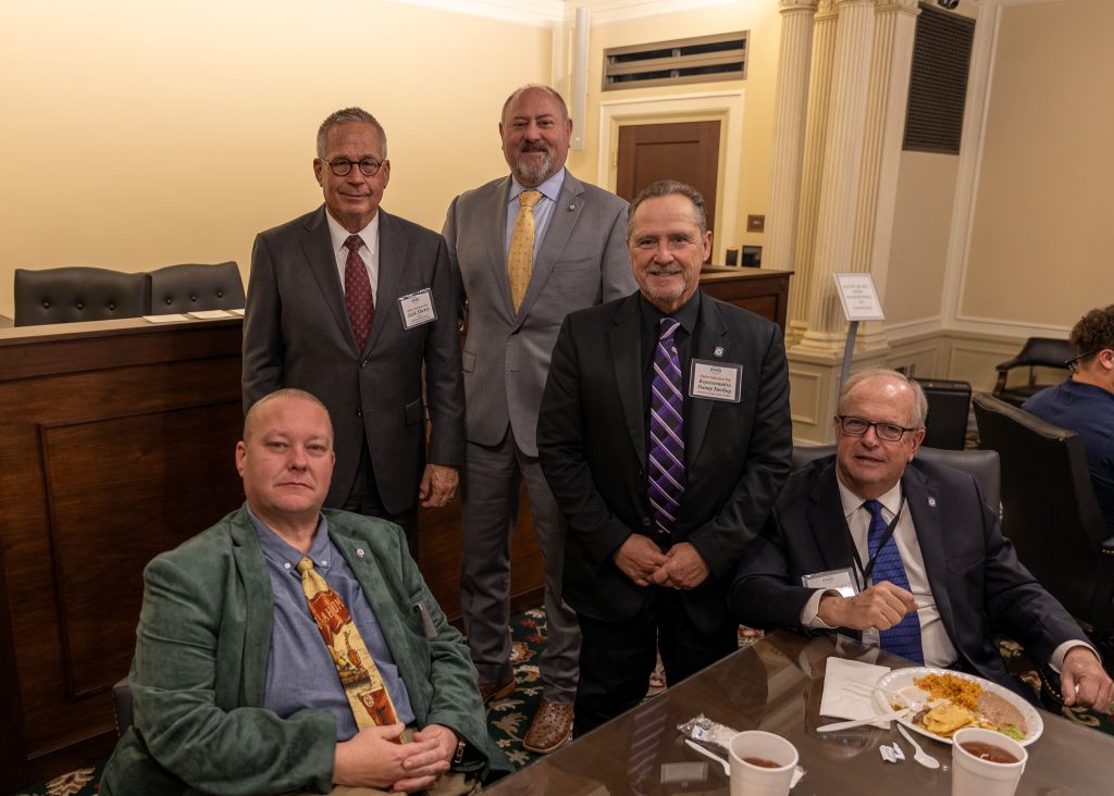 Pictured are Several legislators and dignitaries who attended Seminole State College’s luncheon at the Capitol Thursday, including: (seated left to right) Rep. Dell Kerbs of Shawnee and Rep. Danny Williams of Seminole; (standing) State Regent Jack Sherry of Holdenville, Rep. Kevin Wallace of Wellston and Rep. Danny Sterling of Tecumseh.