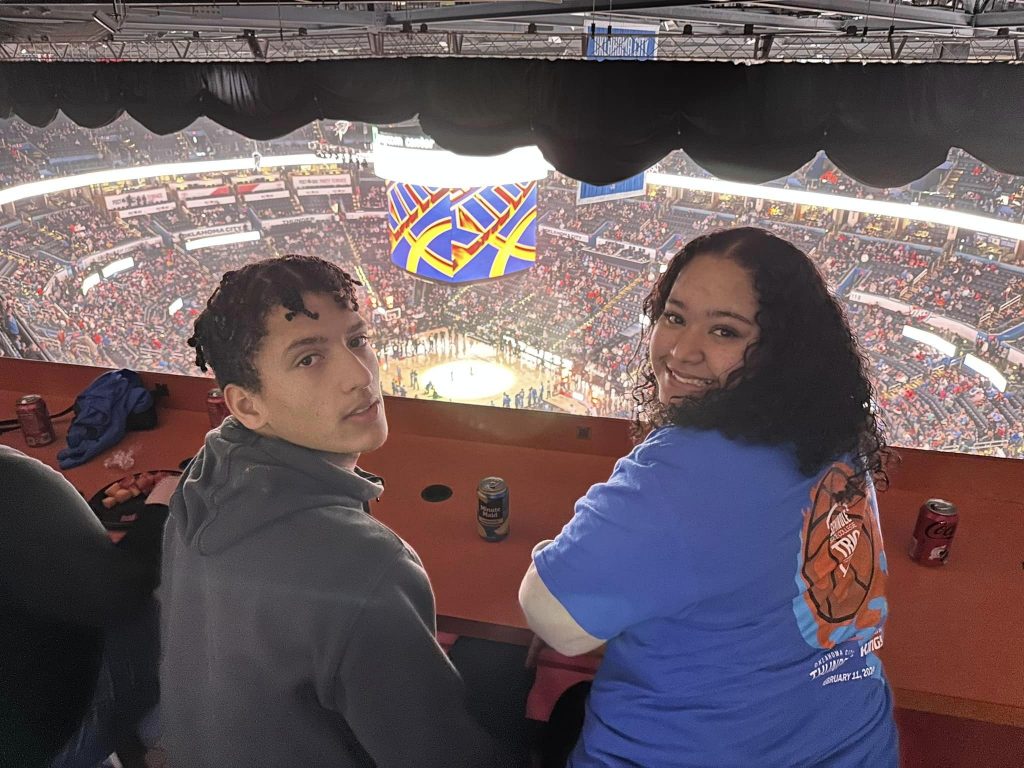 Pictured left to right are Seminole High School student Nehemiah Harge and SSC student Mahaylia Harge as they cheer on the Thunder on Feb. 11.