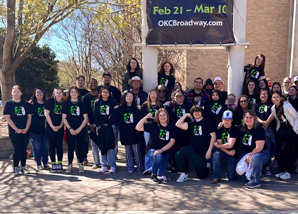 Pictured is a group of Seminole State College TRIO program students from Talent Search, Upward Bound and Student Support Services, as they pose for a group photo outside of the OKC Civic Center where they experienced the musical “Wicked.”