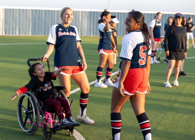 Pictured, Khole Goodwin of Seminole (left) takes a short dance break with her two SSC softball friends Ashlynn Turner of Lone Grove and Jaylee Lopez of Idabel.