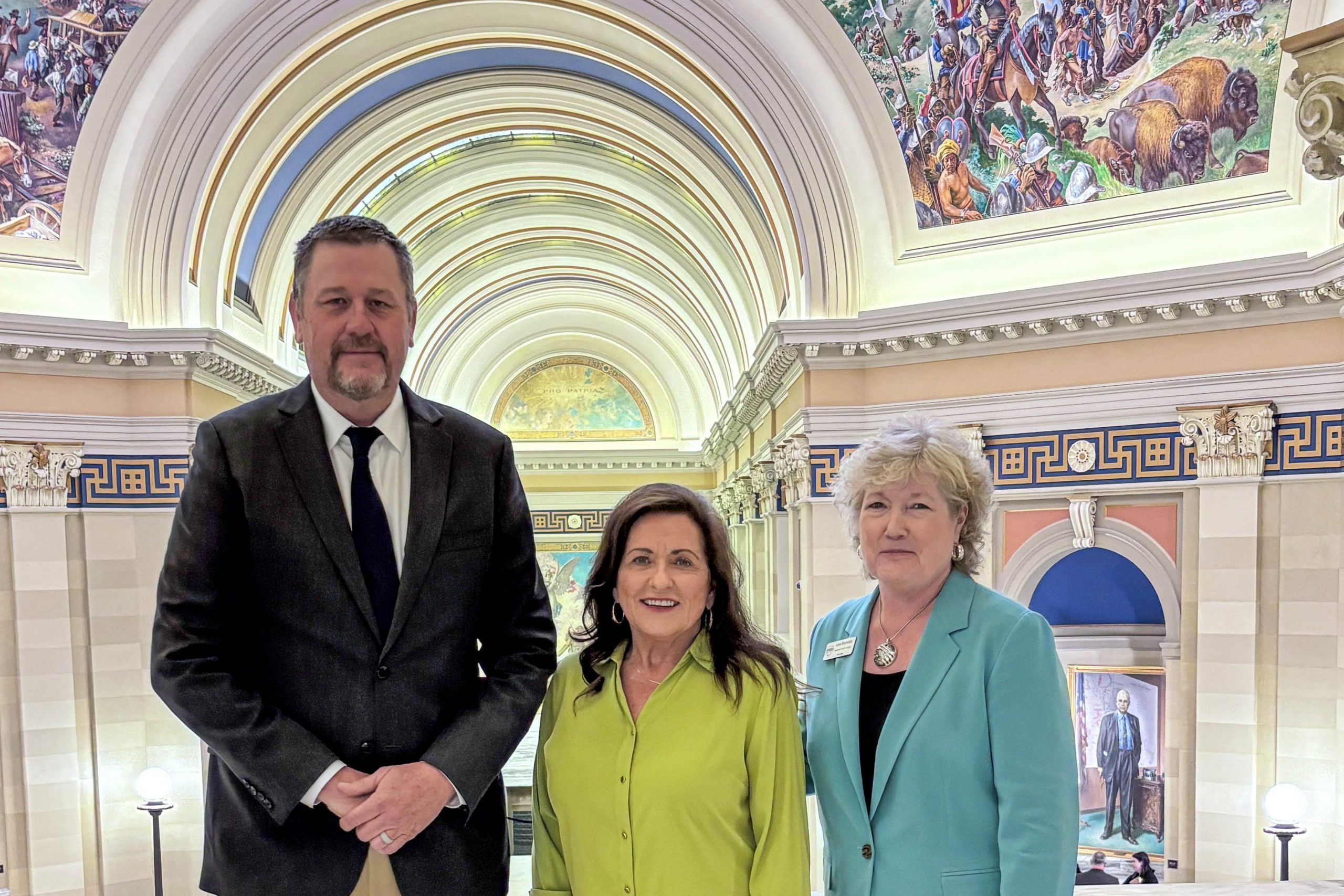 Pictured (left to right): State Senator Grant Green, newly appointed SSC Regent Mona Adkisson, and SSC President Lana Reynolds at the Oklahoma State Capitol on May 6.