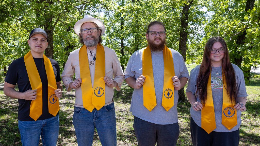 Pictured (left to right): Nicholas Johnson of Tecumseh, Lenny Davidson of Meeker, Cody Hisaw of Shawnee and Mackenzie Harris of Shawnee were inducted into the Seminole State College Psi Beta Honor Society for the 2024-2025 academic year.