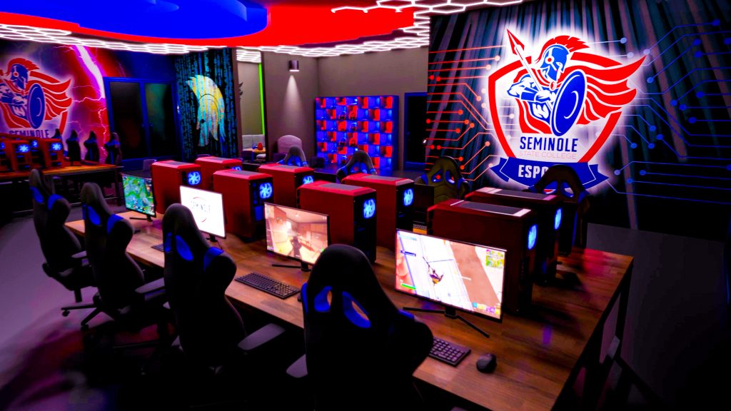A rendering of Seminole State College’s future Esports Lab, with construction set to be complete in winter 2025. The facility will support the college’s new esports program with courses launching in Fall 2025.