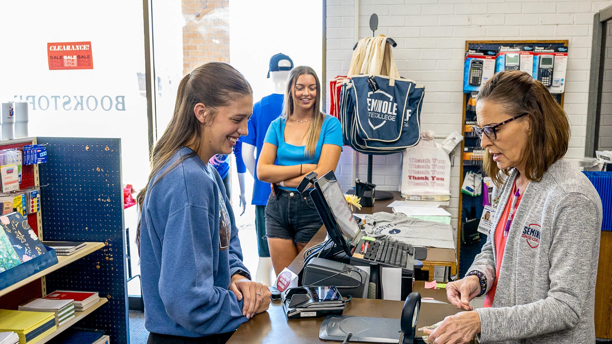 In this photo, SSC students are shown in the campus bookstore, purchasing essentials for the upcoming semester.