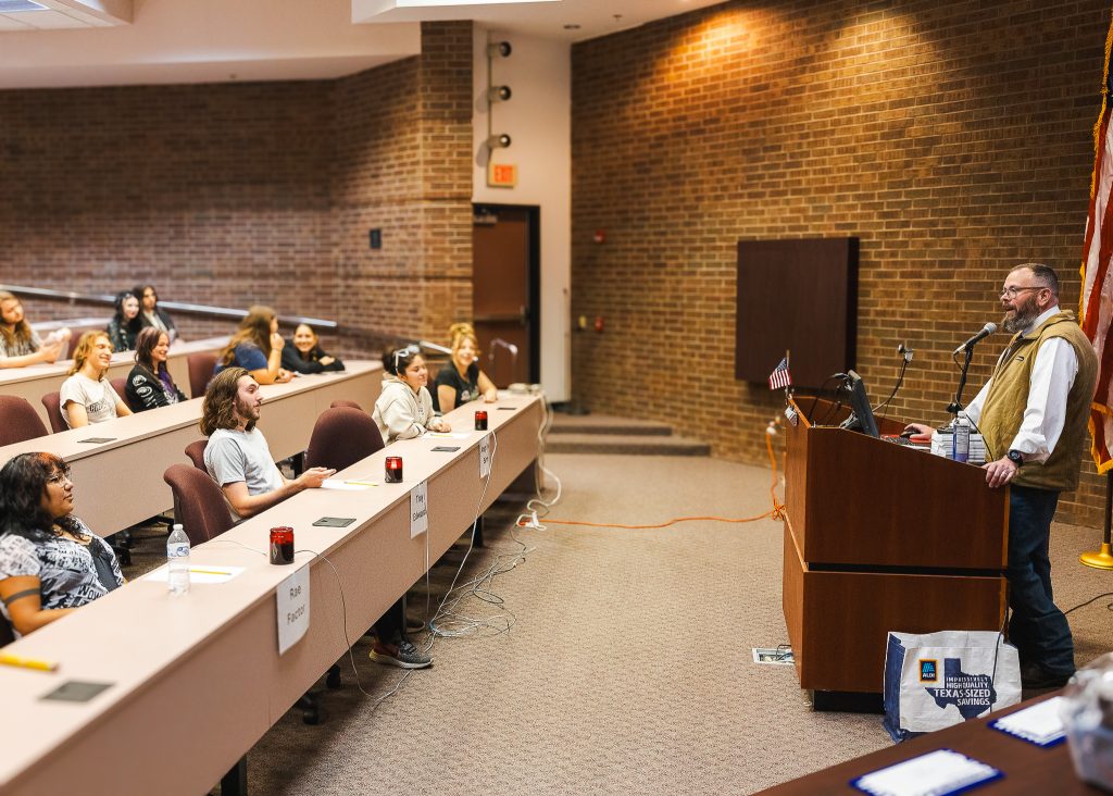 In this photo, Social Sciences Division Chair and Professor of Government Jeffrey Christiansen speaks to students in attendance at last year's Constitution Day event.