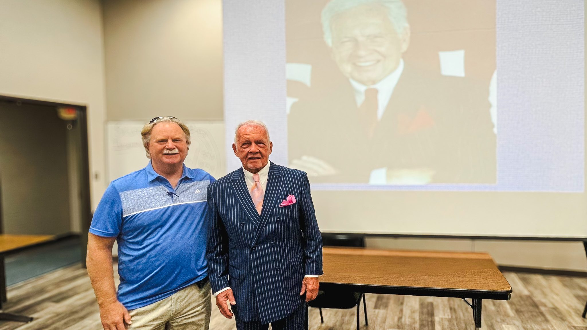 In this photo, Assistant Professor of Social Sciences Paul B. Smith and Attorney and former Oklahoma City police officer Irven Box pose for a photo.