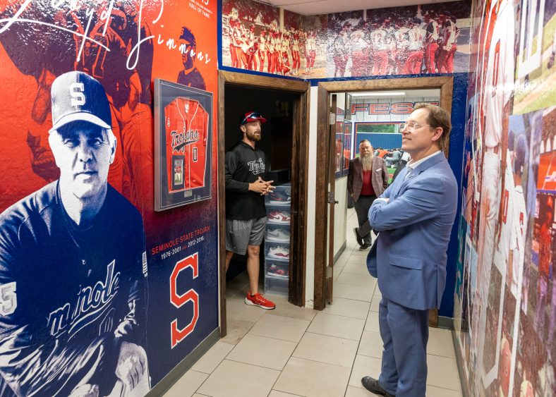 Rep. Hill tours Trojan baseball facility.