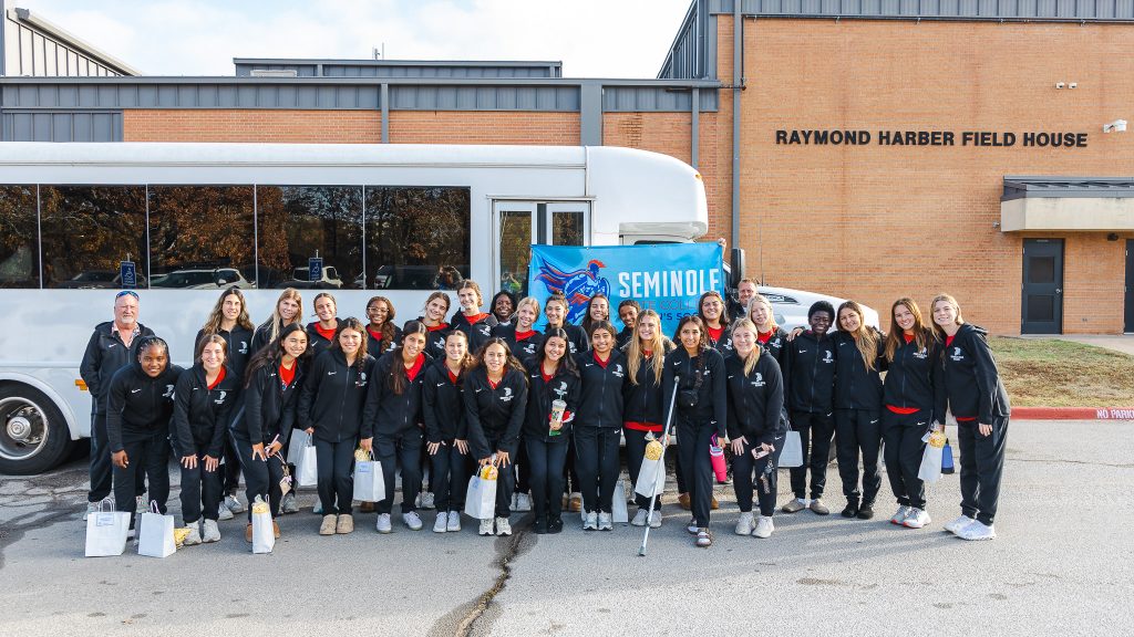 In this photo, The SSC women’s soccer team poses for a group photo prior to their departure.