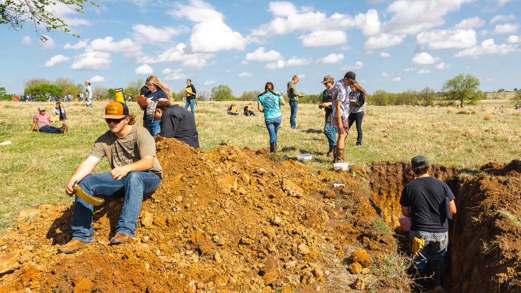 In this photo, Students take part in the land judging competition at Duncan Farms during Seminole State College’s FFA event.