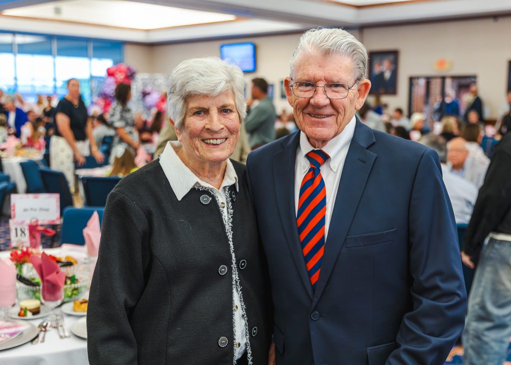 In this photo, Distinguished Service Award honoree Perthena Latchaw visits with former Seminole State College President Dr. Jim Cook prior to the Spring Recognition Banquet.